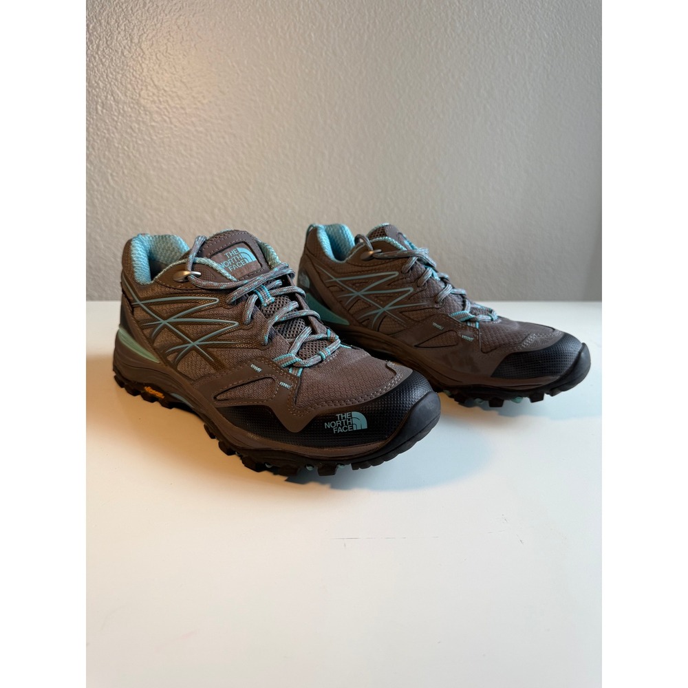 The North Face Trail Hiking Shoes Womens 8 Gray Aqua Vibram NF00CDG0 Low Top